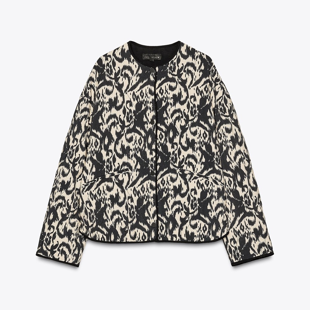Zara Black and Cream Bomber Jacket